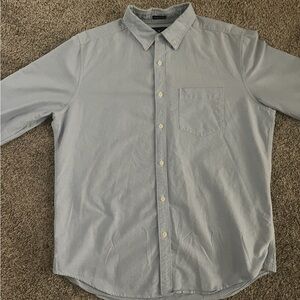 American Eagle Seriously Soft Oxford Button Down Shirt - Blue - L